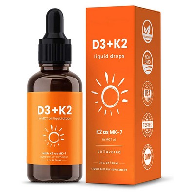 Bone health|Organic Vegetarian Private Customized Logo Vitamin D 3+ K 2 Liquid Drops Health Supplement